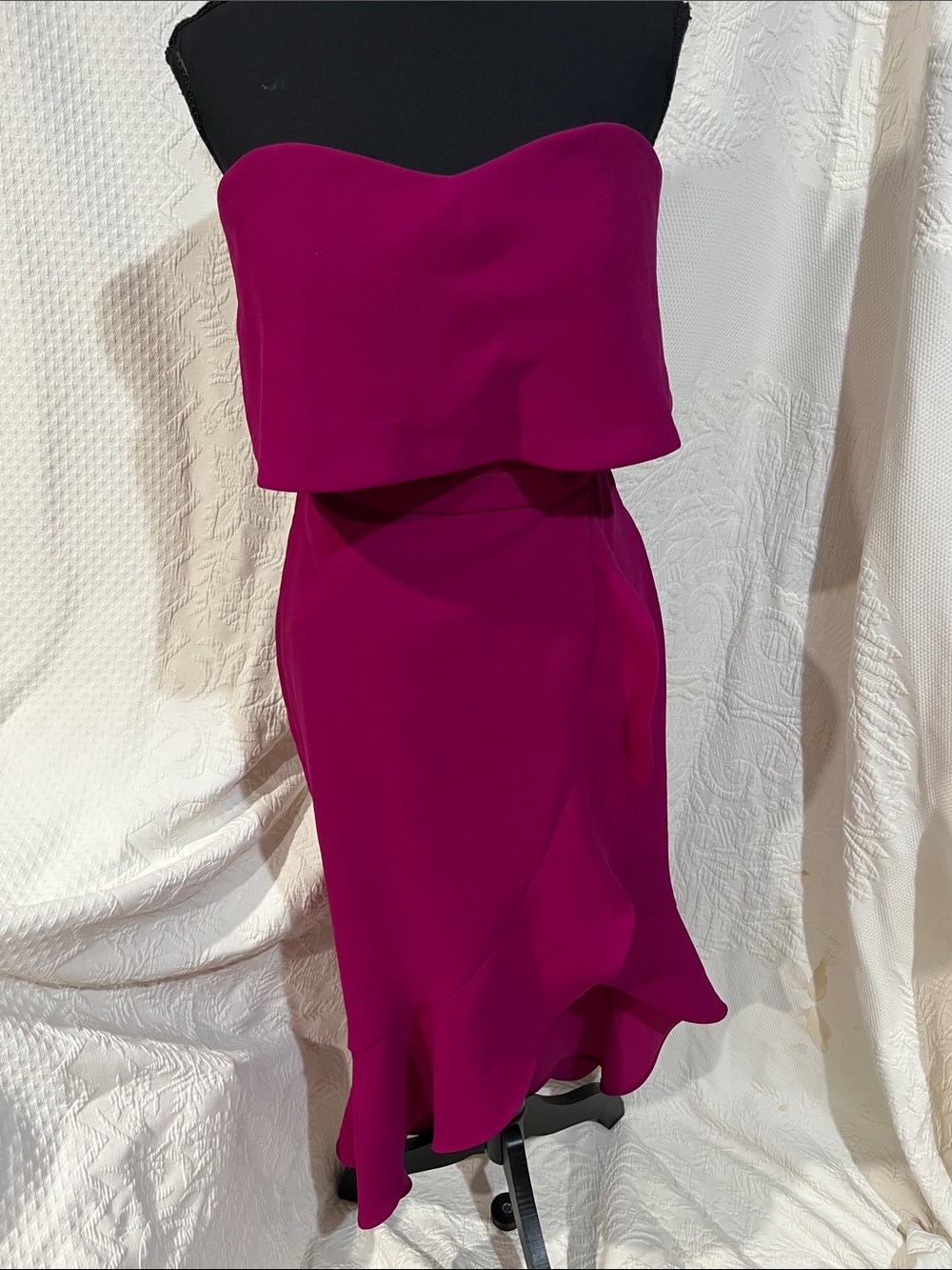 Xscape Ruffled Mermaid Sweetheart Neckline Midi Hi Lo Party Dress, size 4, new
